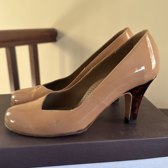 Anyi Lu Emily Bisque tan tortoise shell, heel classic designer pumps heels shoes - Picture 10 of 16